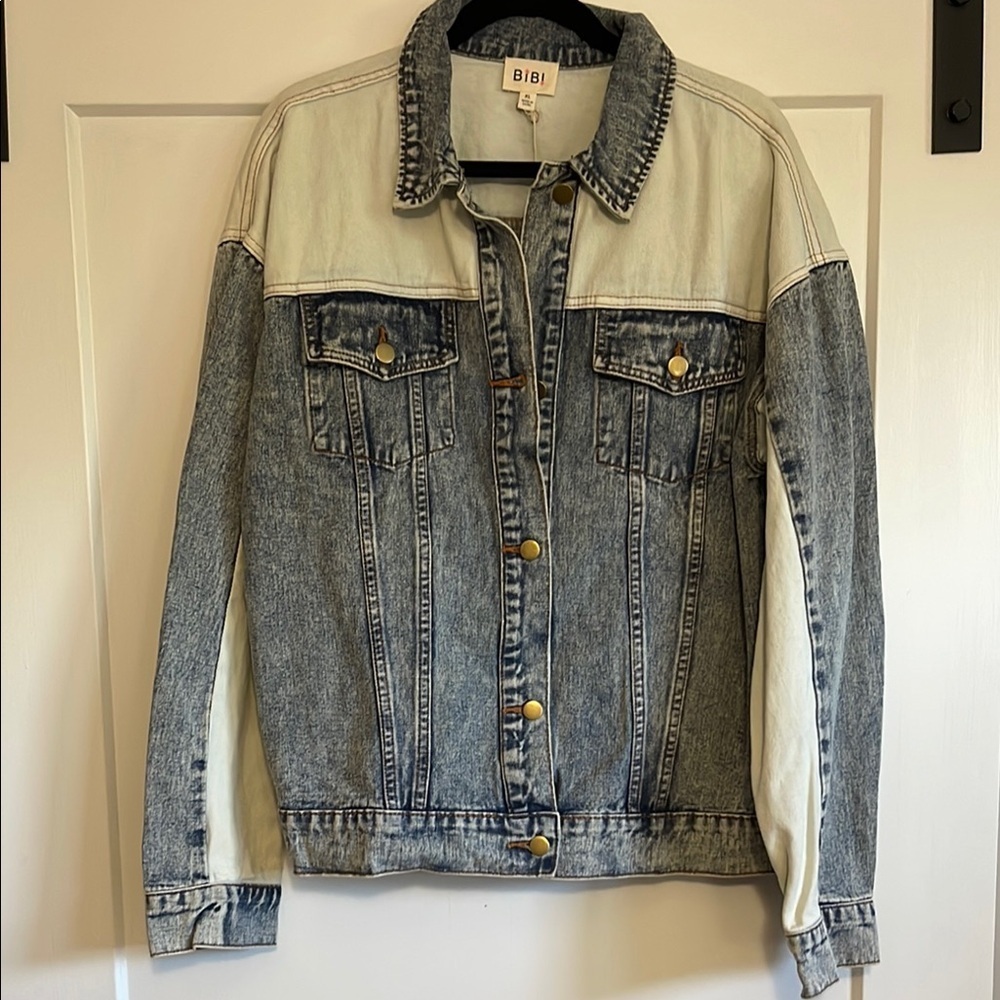 BIBI Women's Denim Jacket - Blue and Cream